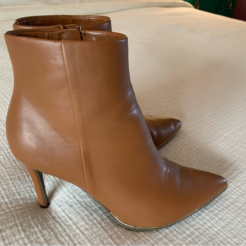 Marc Fisher Brown Leather Ankle Boots